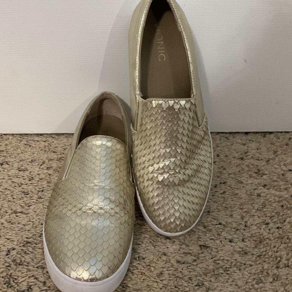 Gold vionic slip-ons